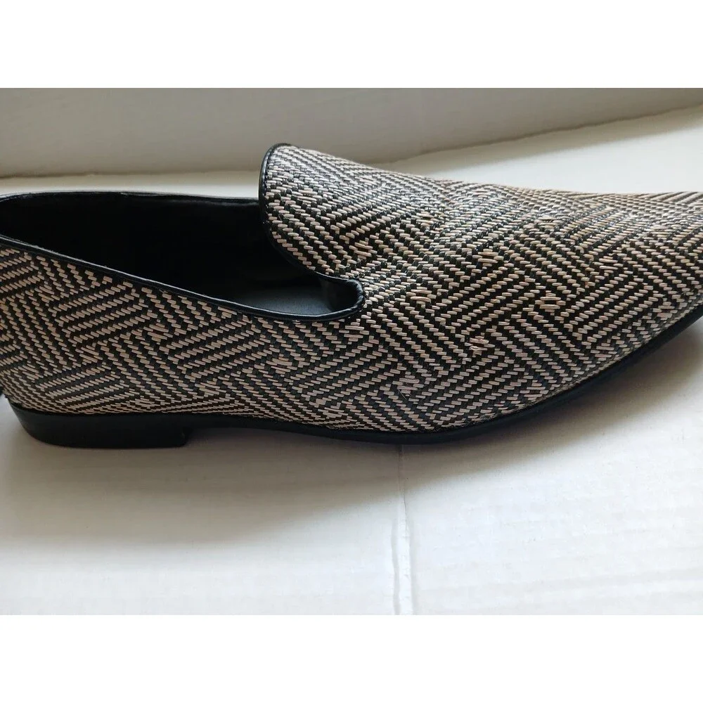 Giorgio Brutini Mens Clement Slip On Loafers Tan-Brown 10.5 M Herringbone Design